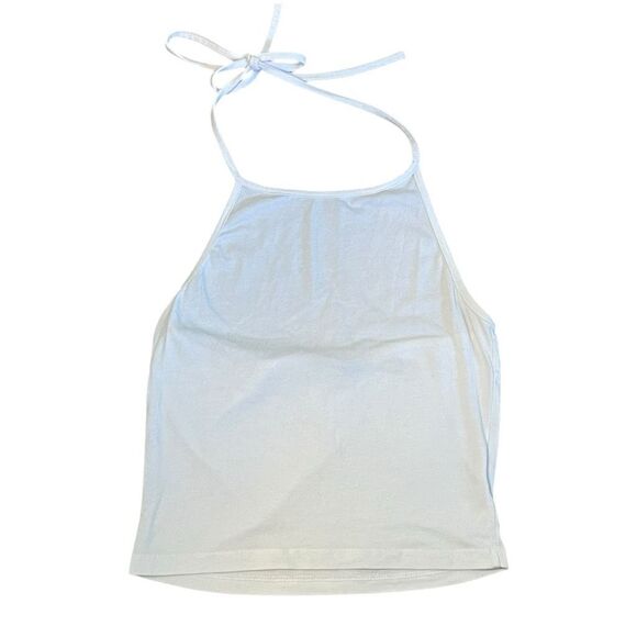 Brandy Melville Sachi Halter Top White Knit Tie Neck Low Cut Back OS - Picture 2 of 5